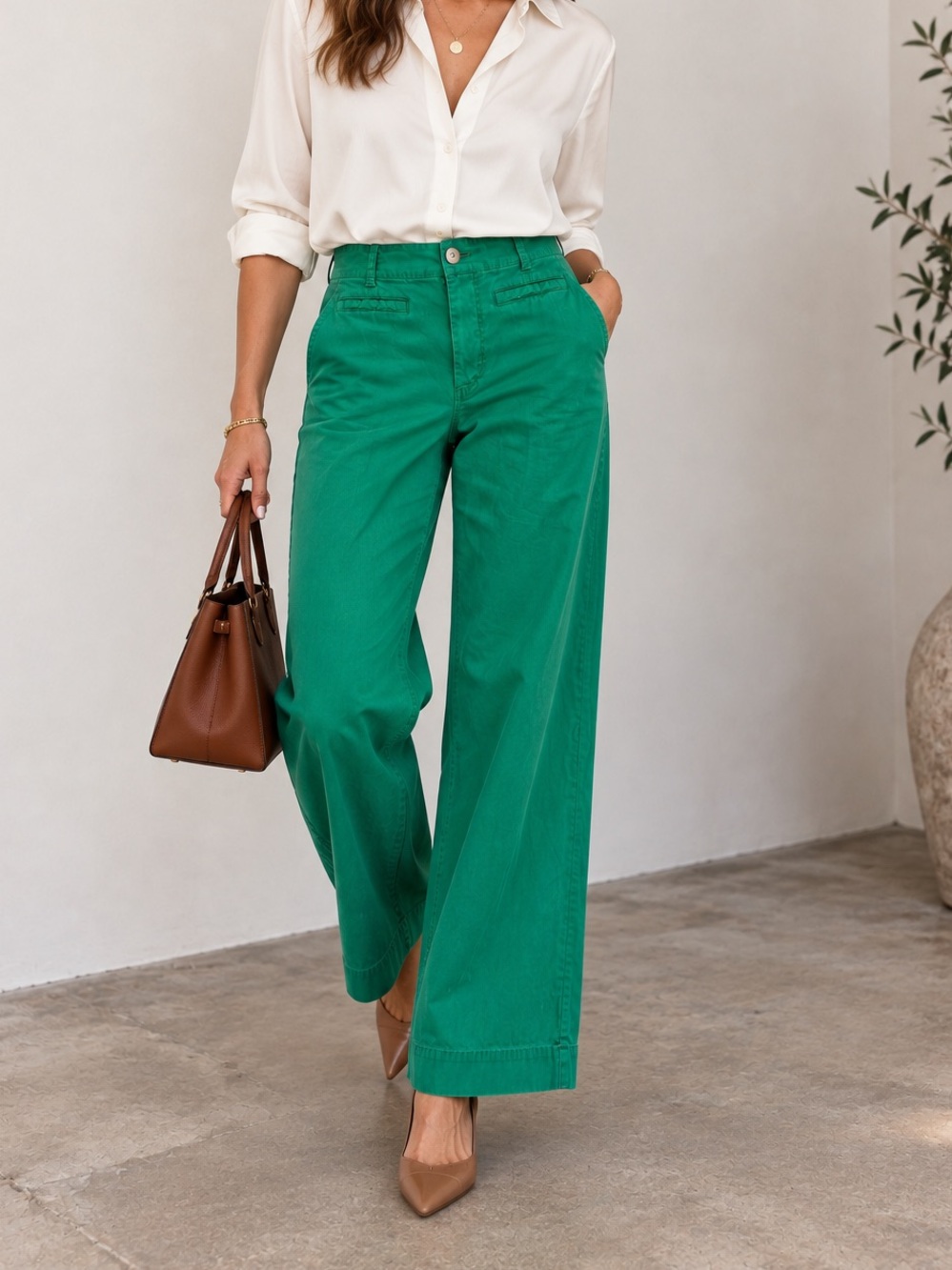Maeve The Colette Wide Leg Pants size 27 High Rise Stretch Linen Blend
